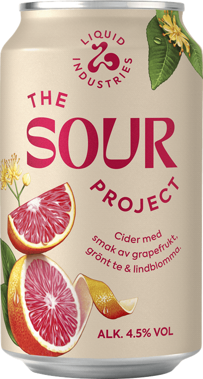 Burk med The sour project som smakar grapefrukt, lindblomma och grönt te från Liquid industries